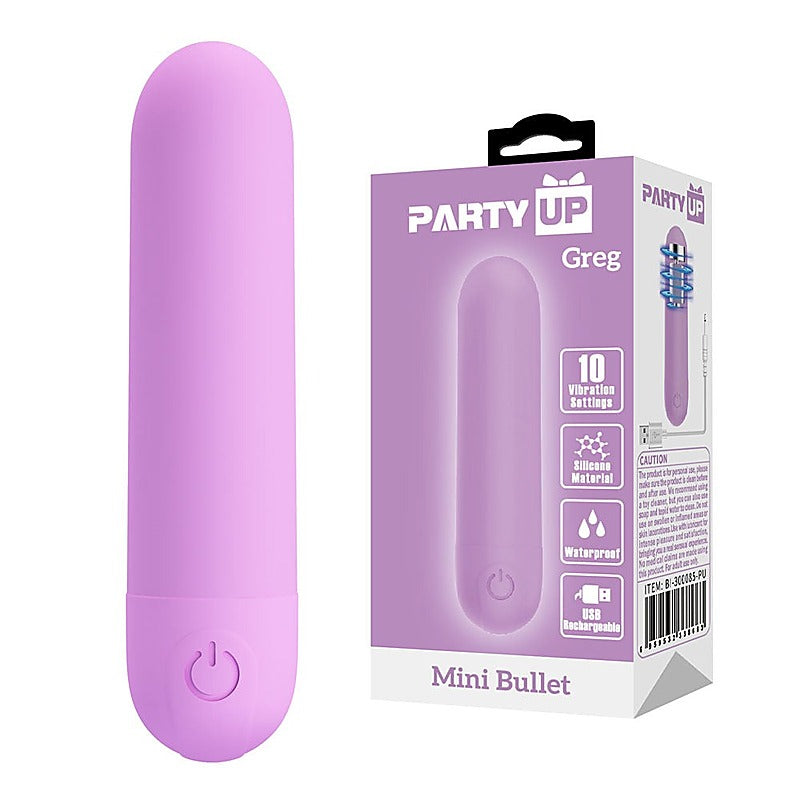 Party Up GREG USB Rechargeable Mini Bullet Vibrator Waterproof Design - Bullet Vibrators