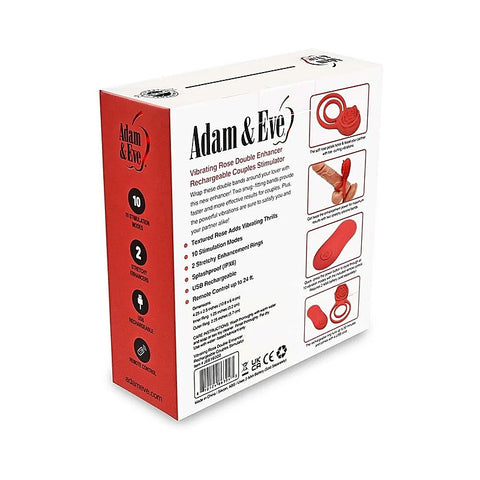 Double Ring Vibrating Rose Cock Ring by Adam & Eve - Vibrating Cock Rings