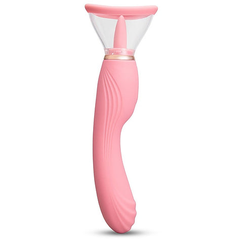 Le Wand Lick Double Ended Vibrator with Licking Tongue Oral Stimulation - G-Spot Vibrators
