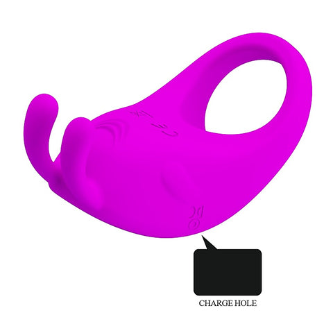Pretty Love Rechargeable Rabbit Vibrator Cockring by Baile - Vibrating Cock Rings
