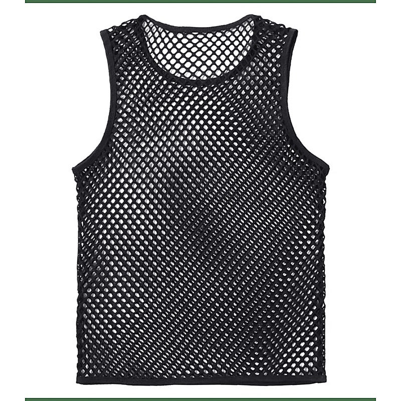 Men's Mesh Singlet with Black Binding by Love In Leather - Mens Briefs And Boxers