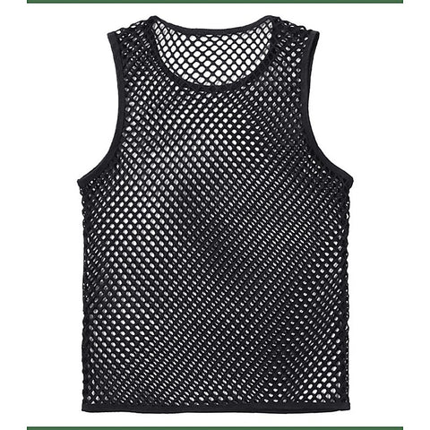 Men's Mesh Singlet with Black Binding by Love In Leather - Mens Briefs And Boxers