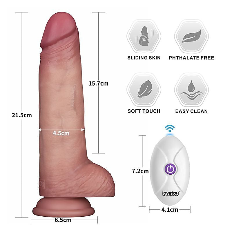 Vibrating Sliding Skin Pro II Silicone Dong by Lovetoy - Vibrating Dildos