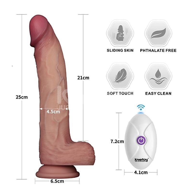 Vibrating Sliding Skin Pro II Silicone Dong by Lovetoy - Vibrating Dildos