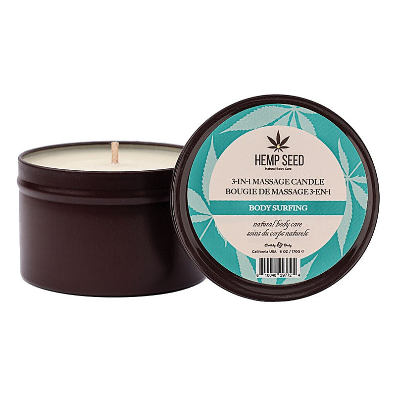 Earthly Body Hemp Seed 3 In 1 Scented Massage Candle 170 g Vegan Formula - Sex Pheromones and Perfumes