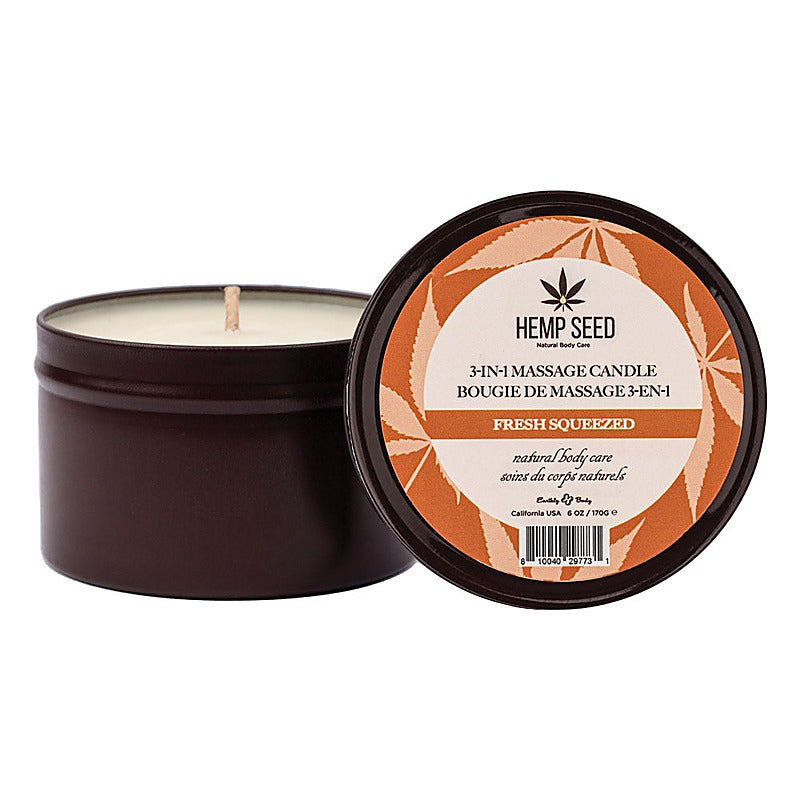 Earthly Body Hemp Seed 3 In 1 Scented Massage Candle 170 g Vegan Formula - Sex Pheromones and Perfumes