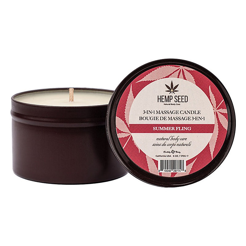 Earthly Body Hemp Seed 3 In 1 Scented Massage Candle 170 g Vegan Formula - Sex Pheromones and Perfumes