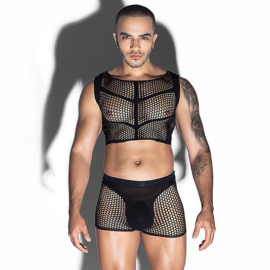 Mens Sleeveless Top & Trunks Set by Love In Leather - Mens Briefs And Boxers