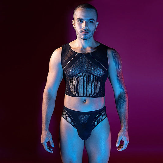 Men's Sleeveless Top & Briefs Set by Love In Leather - Mens Briefs And Boxers