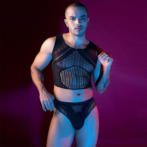 Men's Sleeveless Top & Briefs Set by Love In Leather - Mens Briefs And Boxers