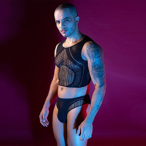 Men's Sleeveless Top & Briefs Set by Love In Leather - Mens Briefs And Boxers