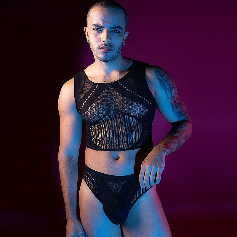 Men's Sleeveless Top & Briefs Set by Love In Leather - Mens Briefs And Boxers