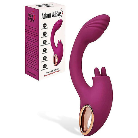 Rose Gold Clit Tickler Rabbit Vibrator by Adam & Eve - Rabbit Vibrators