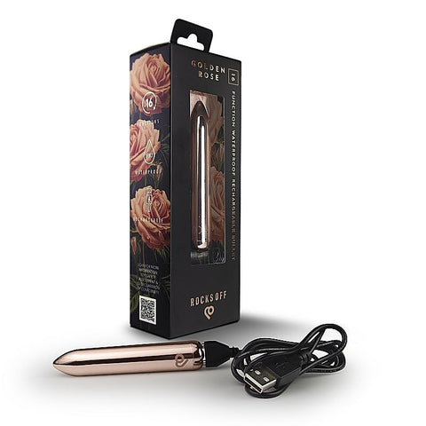 Golden Rose Rechargeable Bullet Vibrator by Rocks Off - Bullet Vibrators