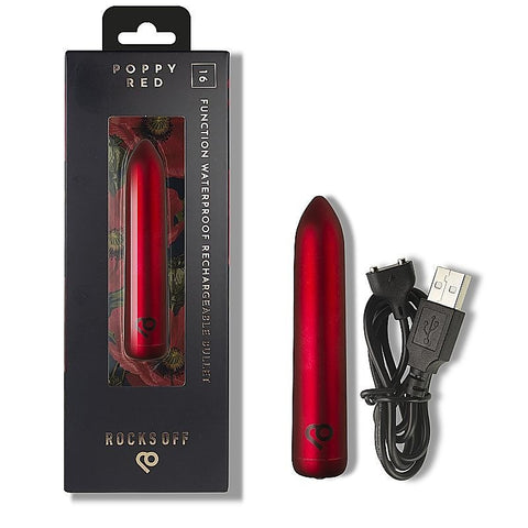 Poppy Red Rechargeable Bullet Vibrator by Rocks Off - Bullet Vibrators