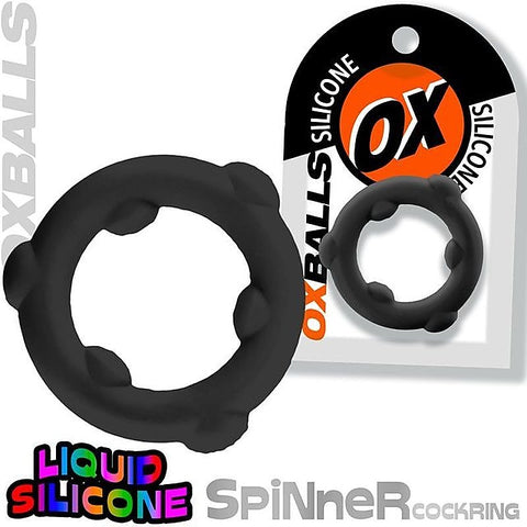 OxBalls Spinner Stretchy Silicone Cock Ring with Gripper Nubs - Stretchy Cock Rings