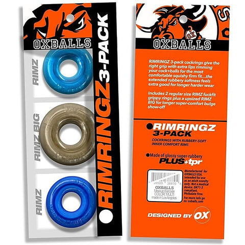 RimRingz 3 Piece Multi Size Stretchy Cock Ring by OxBalls - Cock Ring Sets