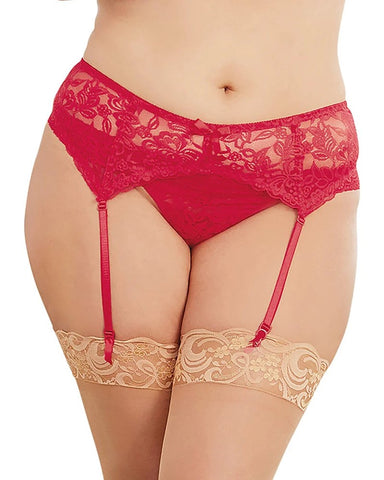 Dream Girl Lingerie Stretch Lace Garter Belt Only Red Plus Size Design - Hosiery