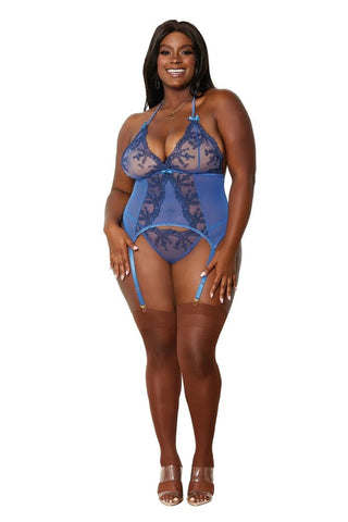 Dream Girl Lingerie Womens Bustier & G String with Floral Embroidery - Bustiers and Corsets