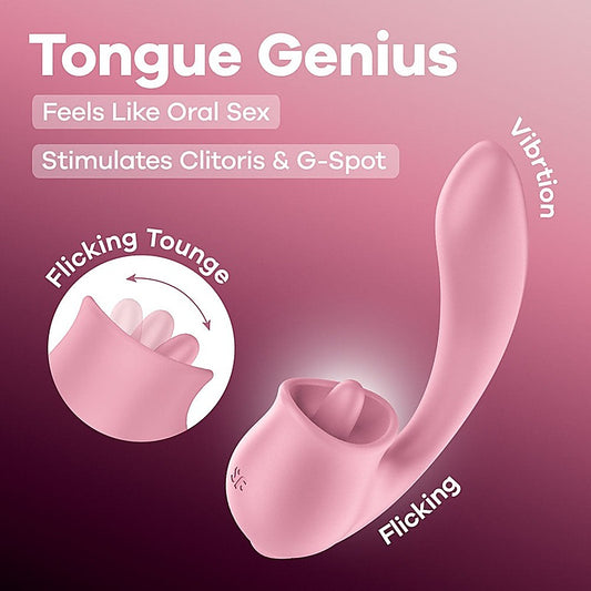 Tongue Genius Vibrator with Clit Stimulator by Satisfyer - Clit Ticklers and Pulsators
