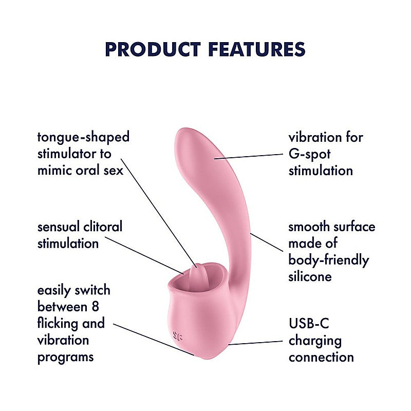 Tongue Genius Vibrator with Clit Stimulator by Satisfyer - Clit Ticklers and Pulsators