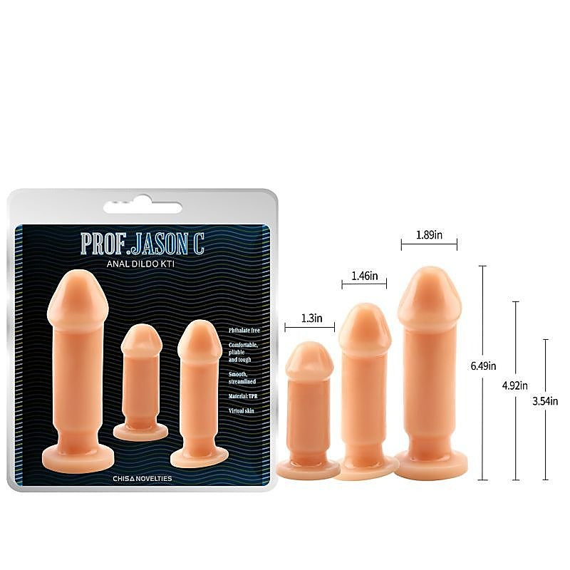 Realistic Cock Shape 3 Piece Anal Training Kit by Chisa - Butt Plugs