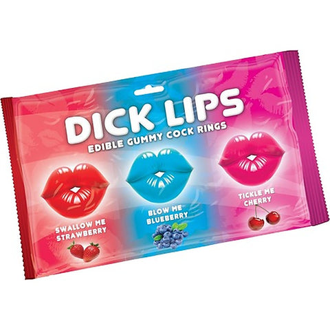 Dick Lips Gummy Cock Rings 3 Pack by Hott Products - Party Gifts and Novelties