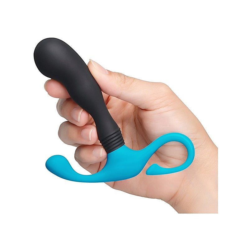 B Vibe Curl Hands Free Curved Silicone Prostate Massager Ribbed Base - Prostate Toys