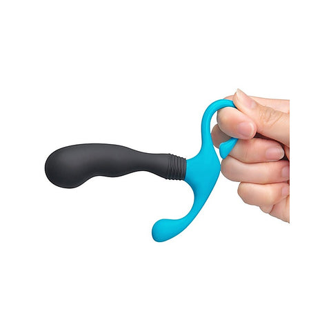 B Vibe Curl Hands Free Curved Silicone Prostate Massager Ribbed Base - Prostate Toys
