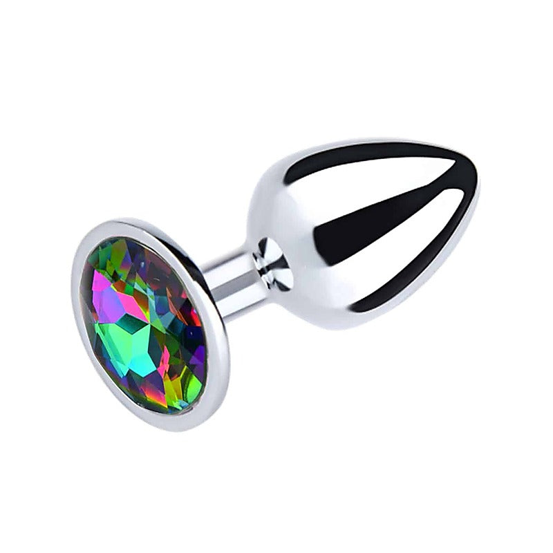 Round Gem Metal Butt Plug Pride/Rainbow by Love In Leather - Butt Plugs