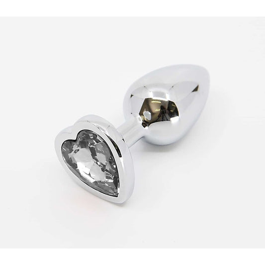 Metal Butt Plug With Heart Gem Large by Love In Leather - Butt Plugs