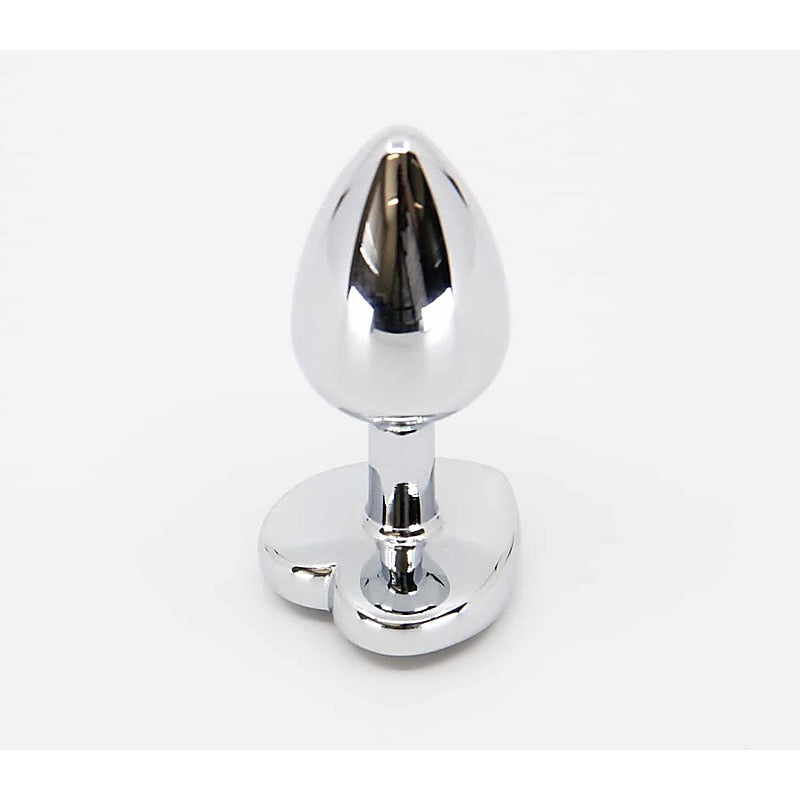 Metal Butt Plug With Heart Gem Large by Love In Leather - Butt Plugs