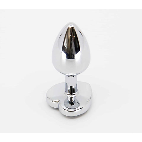 Metal Butt Plug With Heart Gem Large by Love In Leather - Butt Plugs