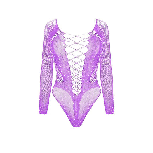 Sexy Extreme Plunge Rhinestone Bodysuit by Love In Leather - Teddies and Bodysuits