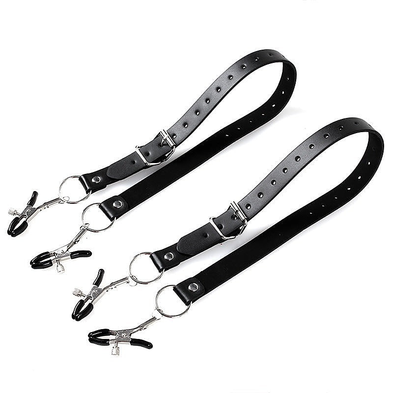 Faux Leather Labia Clamp Belt by BDStyle - Pussy And Clit Toys