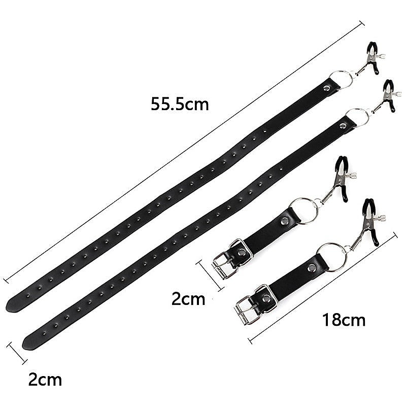 Faux Leather Labia Clamp Belt by BDStyle - Pussy And Clit Toys
