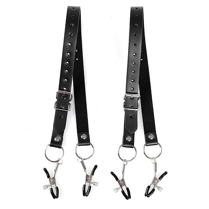 Faux Leather Labia Clamp Belt by BDStyle - Pussy And Clit Toys