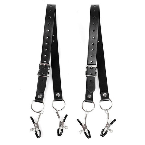Faux Leather Labia Clamp Belt by BDStyle - Pussy And Clit Toys
