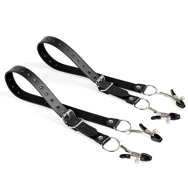 Faux Leather Labia Clamp Belt by BDStyle - Pussy And Clit Toys