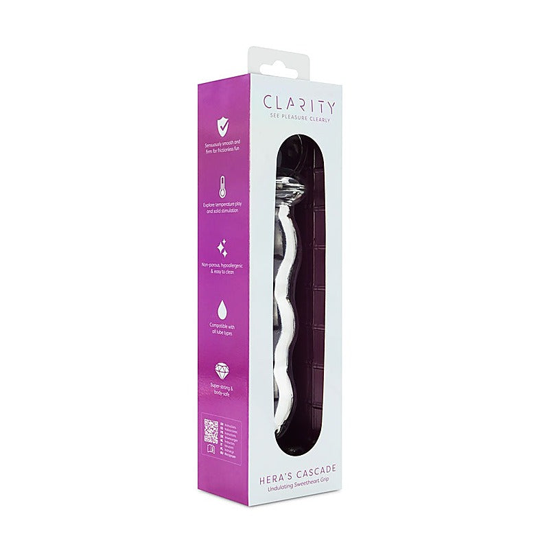 Creative Conceptions Clarity Heras Cascade Textured Glass Dildo - Glass Sex Toys