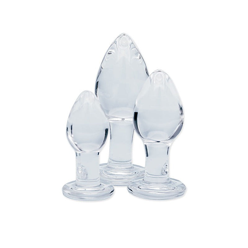 Creative Conceptions Clarity Utopian Trinity Glass Butt Plug Set - Glass Sex Toys