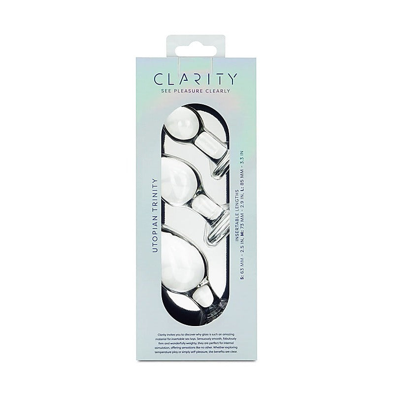 Creative Conceptions Clarity Utopian Trinity Glass Butt Plug Set - Glass Sex Toys