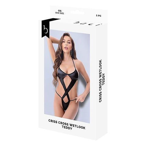 Criss Cross Wetlook Teddy by Xgen Products - Her Fetish