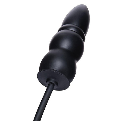 Xgen Size Up Ripple Inflatable Butt Plug Black with Pump Control - Butt Plugs