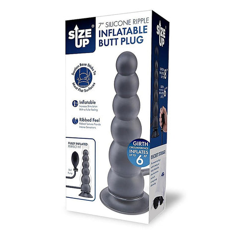 Xgen Size Up Ripple Inflatable Butt Plug Black with Pump Control - Butt Plugs