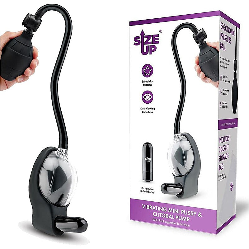 Size Up Vibrating Mini Pussy & Clitoral Pump by Xgen - Pussy And Clit Toys