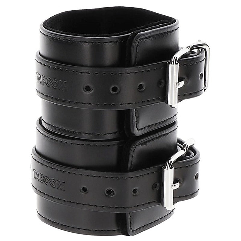 Scala Wrist Cuffs (Black) Velvet Lined Bondage Restraints - Cuffs And Restraints