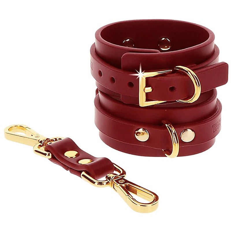 Scala Wrist Cuffs Red Vegan Leather BDSM Restraints - Cuffs And Restraints