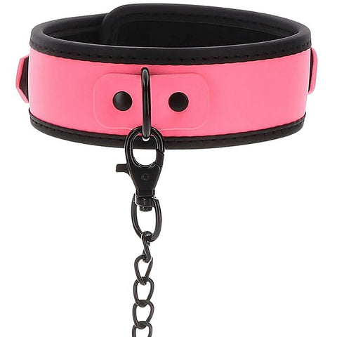 Scala Glow Collar and Chain Leash Pink with Glow in Dark Feature - Collars and Leads