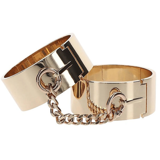Taboom Gold Metal Slave Wrist Cuffs by Scala - Cuffs And Restraints